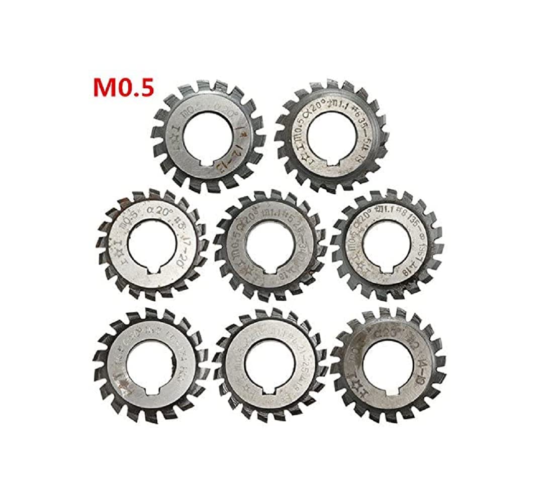 1PCS Module 0.5 PA20 Alésage 16mm #1-8 HSS Disque Fraise à Engrenage Droit (#7)