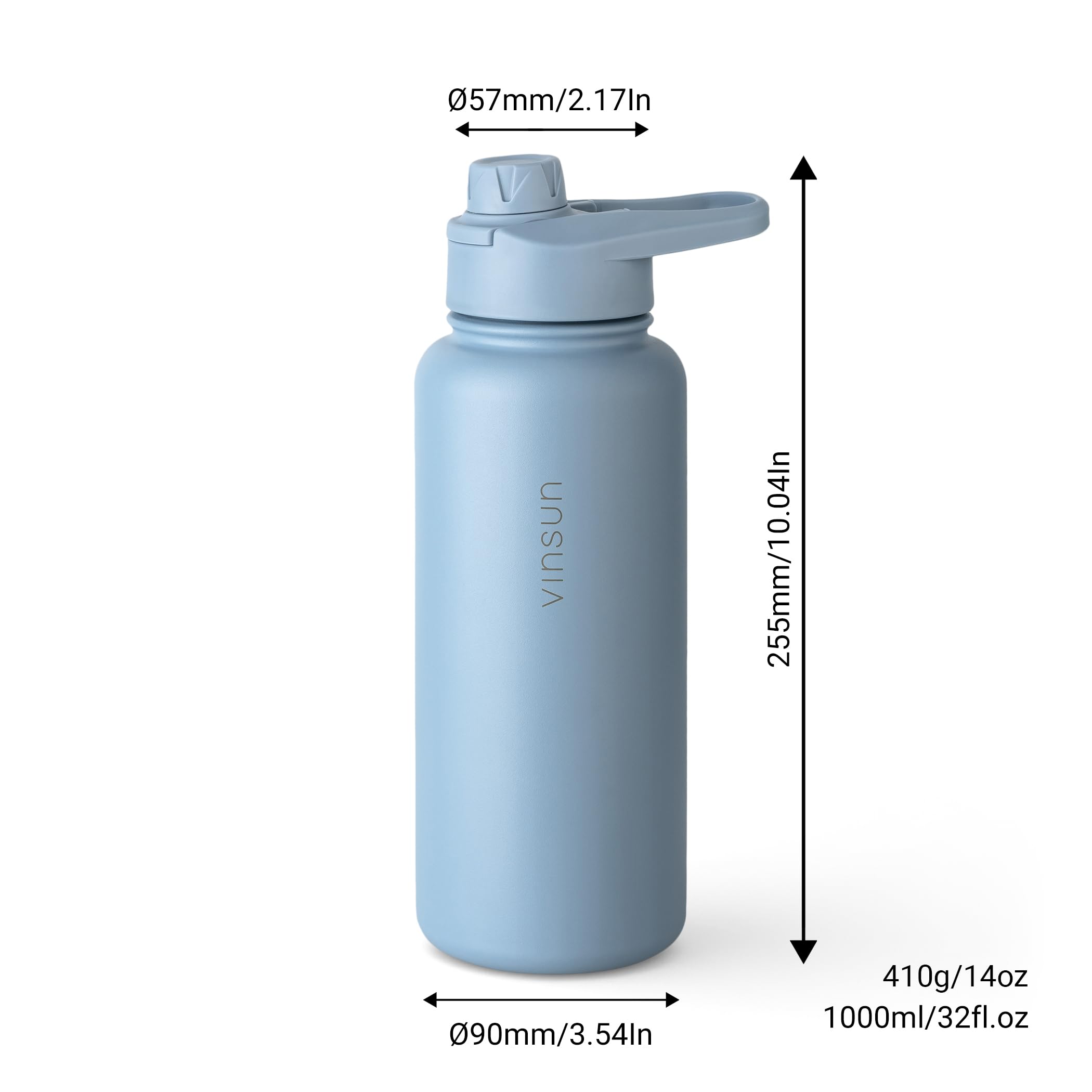 VINSUN Thermo Bottle Blue 1L, Straw Lid, Drinking Opening, Leakproof, Carbonic Acid Suitable, BPA Free - Image 4