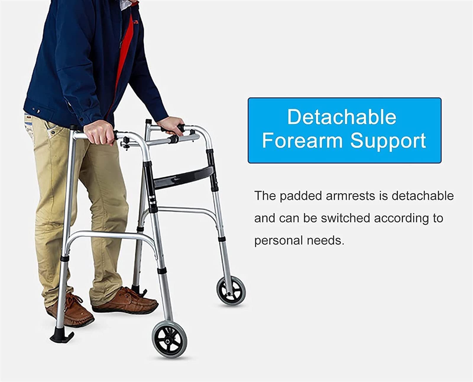 CEEBUS Deambulatore Rollator Deambulatori Verticali per Anziani con Sedile E Supporto Ascellare, Deambulatore Portatile Pieghevole/Ausilio per La Deambulazione per Persone Grandi O Disabili