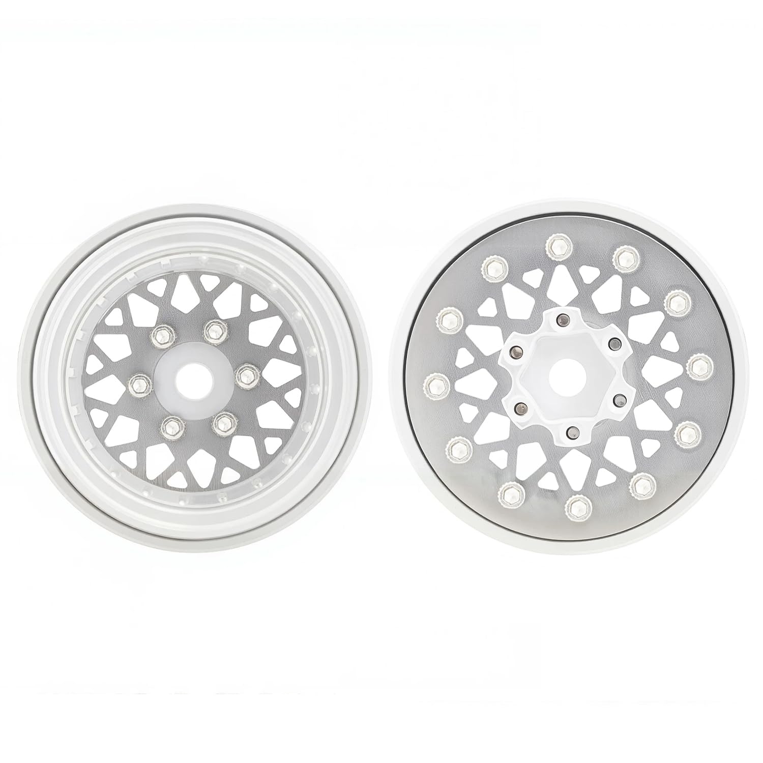 TCRC 4PCS Deep Dish Grade 5 Titanium Wheel Face 1.0 Inch Beadlock Wheels Hubs for 1/24 Axial SCX24 TRX4M FCX24 Redcat Ascent-18 HPI Venture18 1/18 RC Crawler Car Upgrade Parts