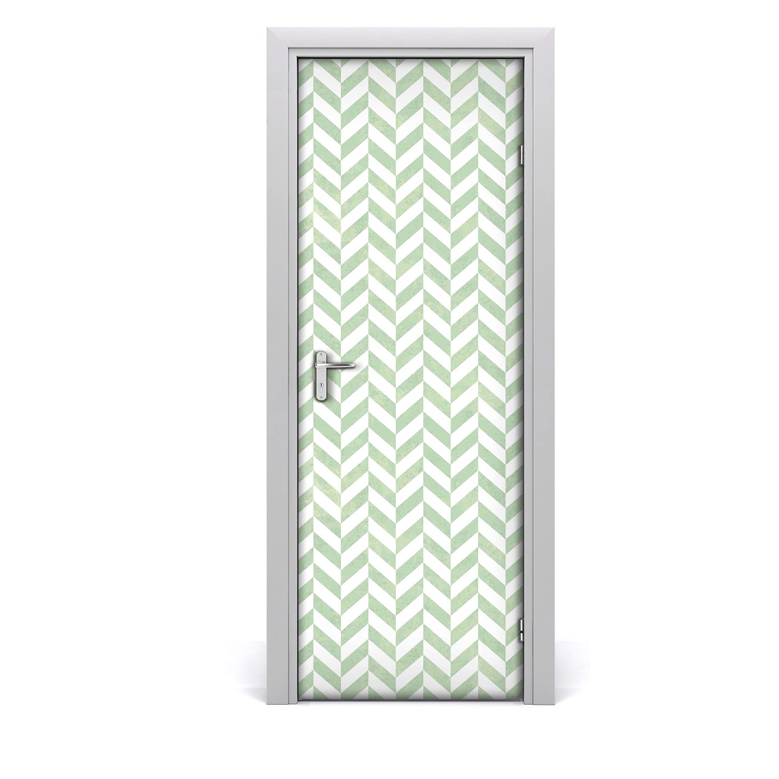 Papier peint sur la porte herringbone pour sublimer le salon