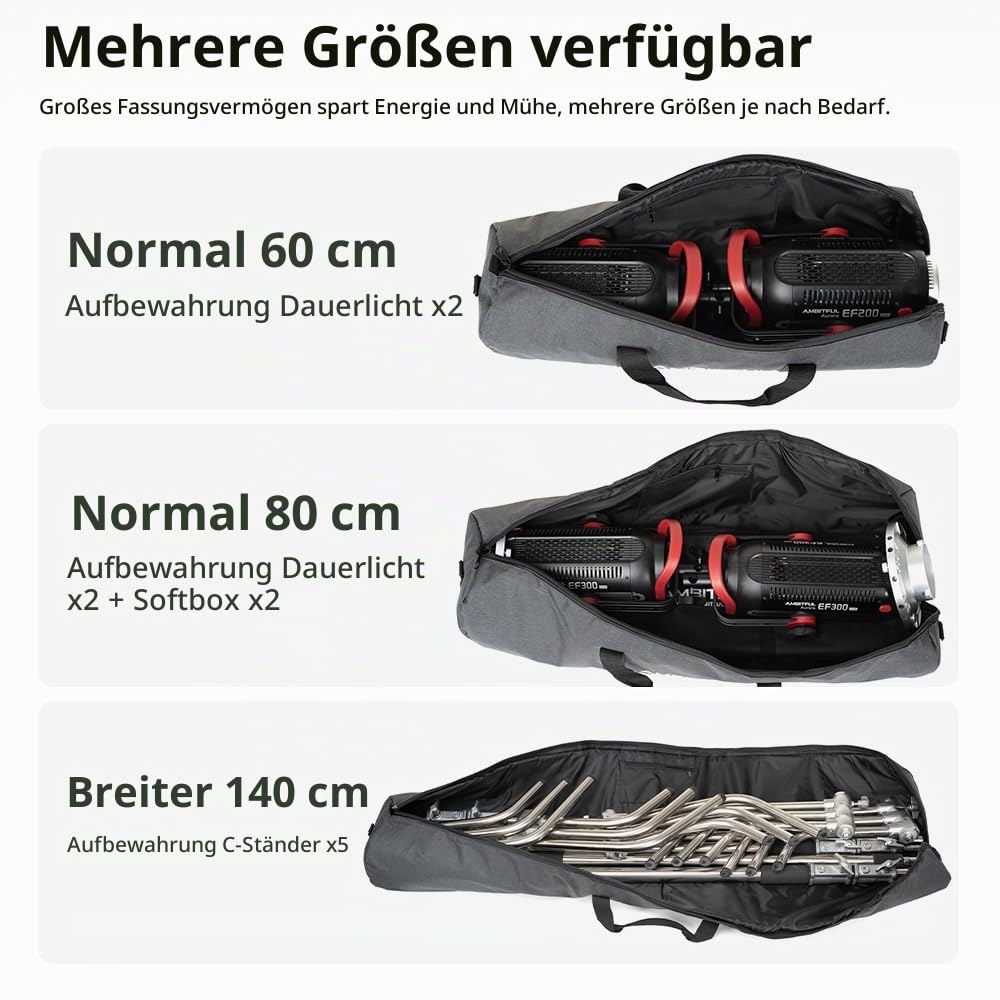 AMBITFUL Widened Version Tripod Carrying Case Bag 110CM / 43.3inch for Light Stands,Boom Stand,Umbrella and Tripod Photography Accessories(110cm/43.3in) x (Φ22cm/8.66in)