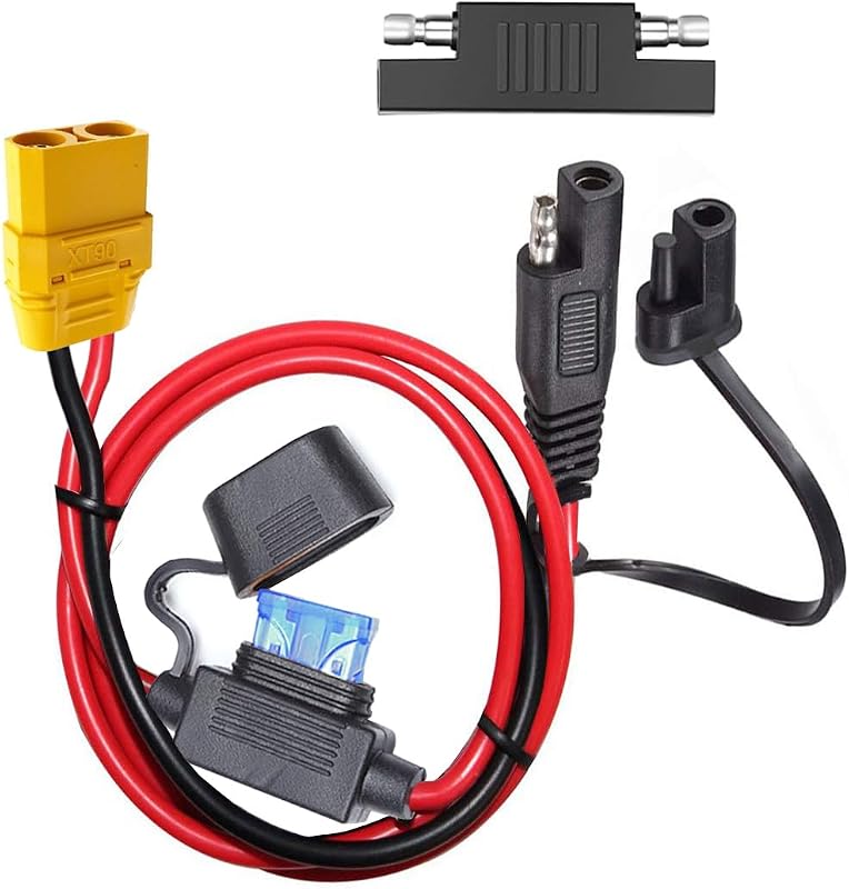 Cabo de extensão adaptador SAE para XT90 YETOR 10 AWG com fusível de 15 A – 1 unidade