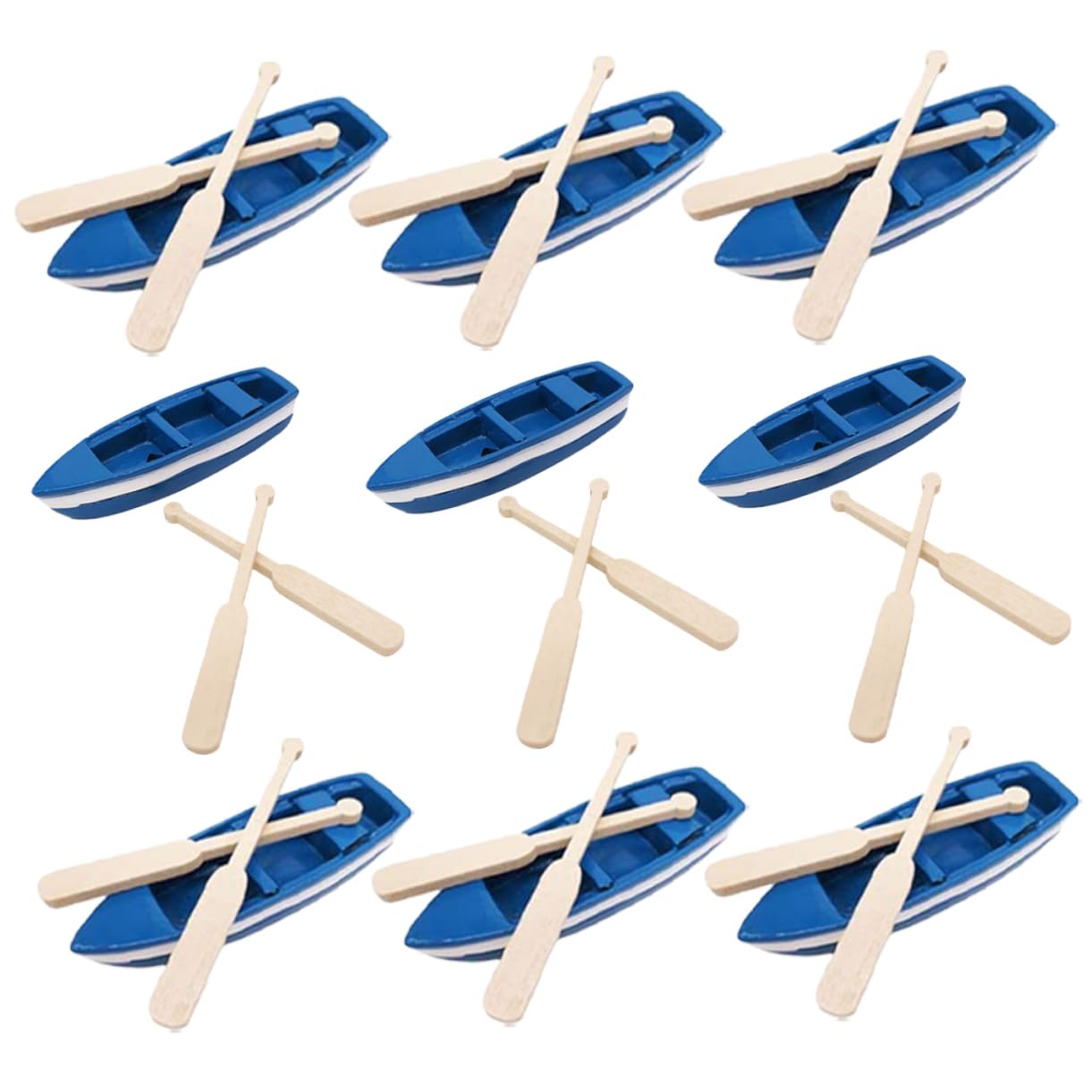 Gogogmee 1Set Miniature Boat Ornaments Beach Decor with Paddles for Home Gardening Potted Landscaping Creative Ocean Themed Decorations