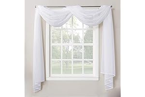 54" X 216" Sheer Voile Home Decor Fully Hemmed Scarf Valance Swag Topper