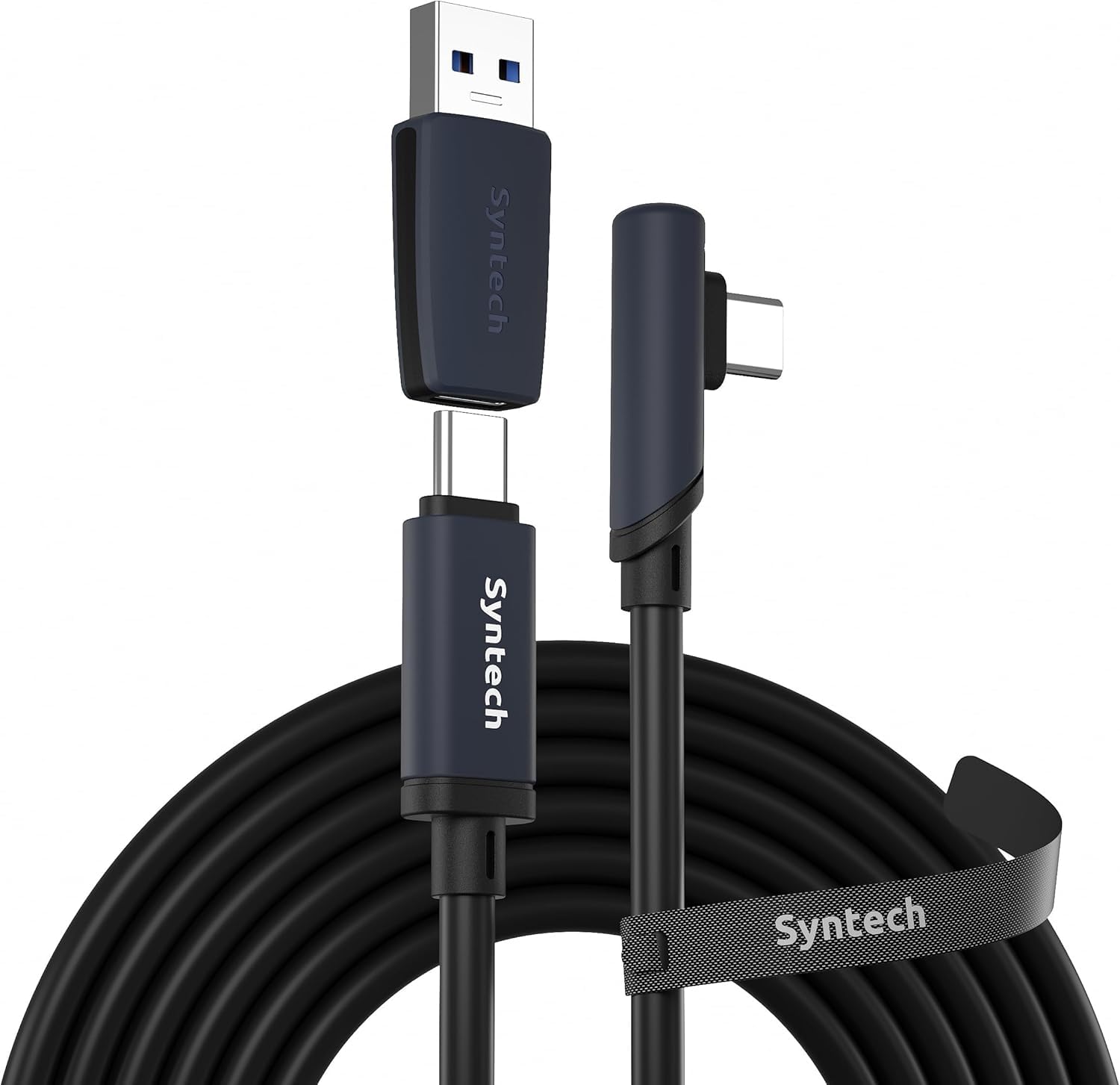Syntech Link Cable Compatible with Meta/Oculus Quest 3S/Quest 3/Quest2/Pro/Pico 4/Ultra and PC/SteamVR, 16FT Upgraded Cable with USB 3.0 Adapter, High Speed Data Transfer Cord for VR Headset Black