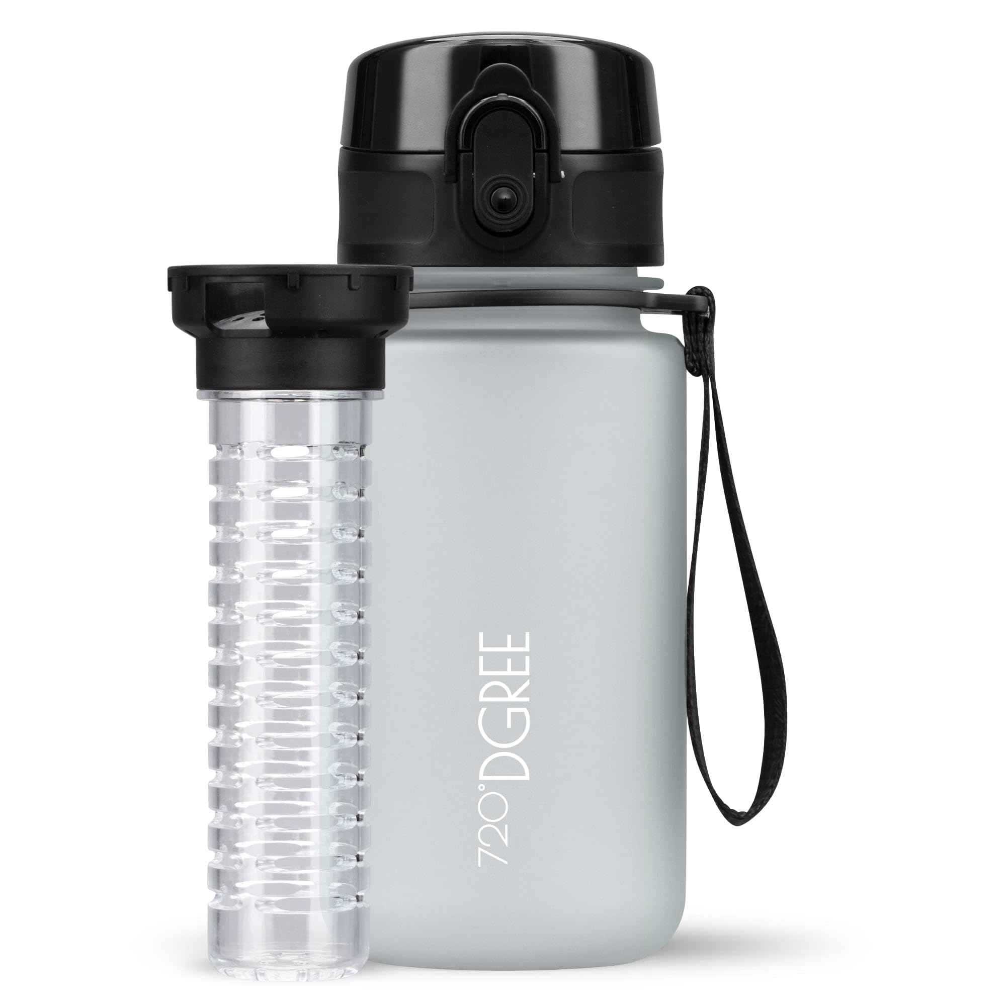 720°Dgree Light Gray | Softtouch Kids Water Bottle “Uberbottle“ - 350 Ml Softtouch +Fruit-Infuser - Bpa-Free Tritan, Leakproof, Reusable Drinking Bottle - Waterbottle For Children, Kindergarten, School, Sports, Running
