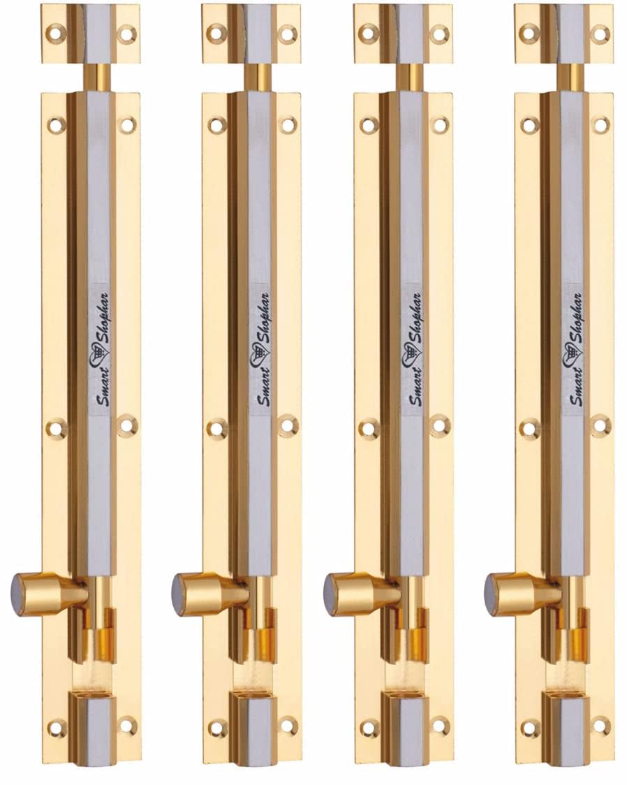 Smart Shophar Brass Hex Tower Bolt 4 Inches Gold Silver Pack of 4 / Secure Locking/Simple to Implement/Durable Hardware/Rust-Resistant/Suitable for Doors, Cabinets-image-6