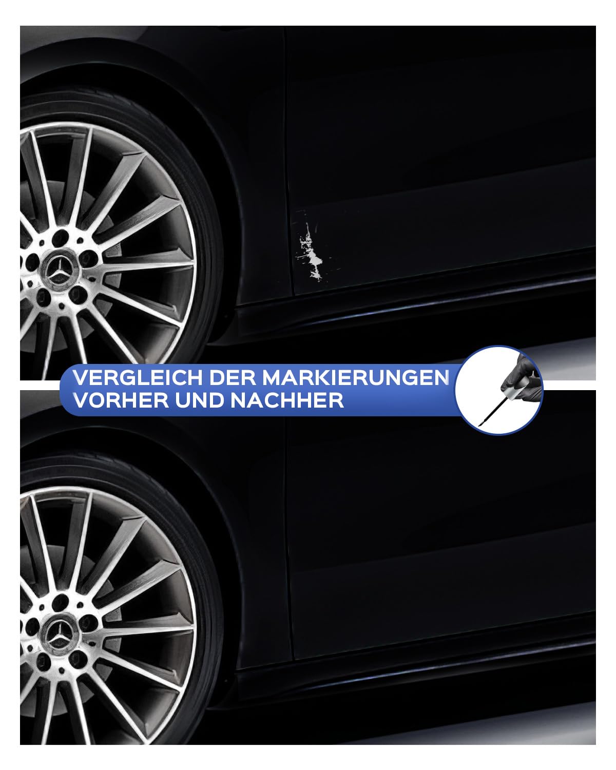 040/9040 Nero/Jet Black Kit per ritocchi per Mercede-Benz – Corrispondenza esatta – Rimozione di graffi e scheggiature
