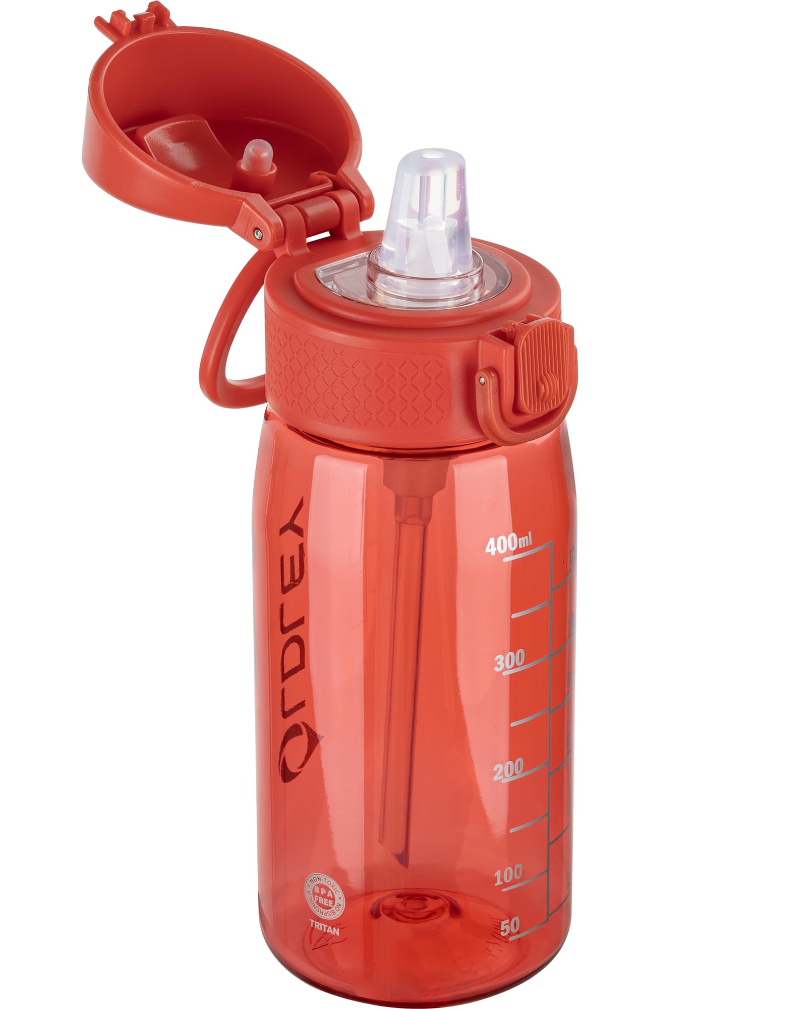OLDLEY Kids Water Bottles with Straw 420ml/14oz BPA Free Tritan Water Bottle with Handle Leakproof Time Marker School Sports Drinking Bottle for Toddler Boys Girls (Red)