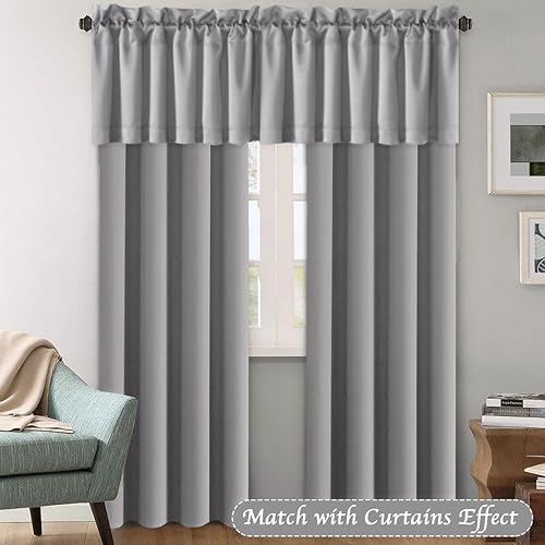 Miniatura 3 de H.VERSAILTEX - Cenefa térmica para ventana con dobladillo para barra, para oscurecer las habitaciones ideales para la cocina, 52 x 18