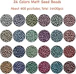 Bala&Fillic 12/0 Perles de graines de verre 24 Couleurs totales 14400 pcs en boîte, taille 2mm Perles de semences pour la fabrication de bijoux de boucles d'oreilles (600pcs/Color,24 Couleurs)