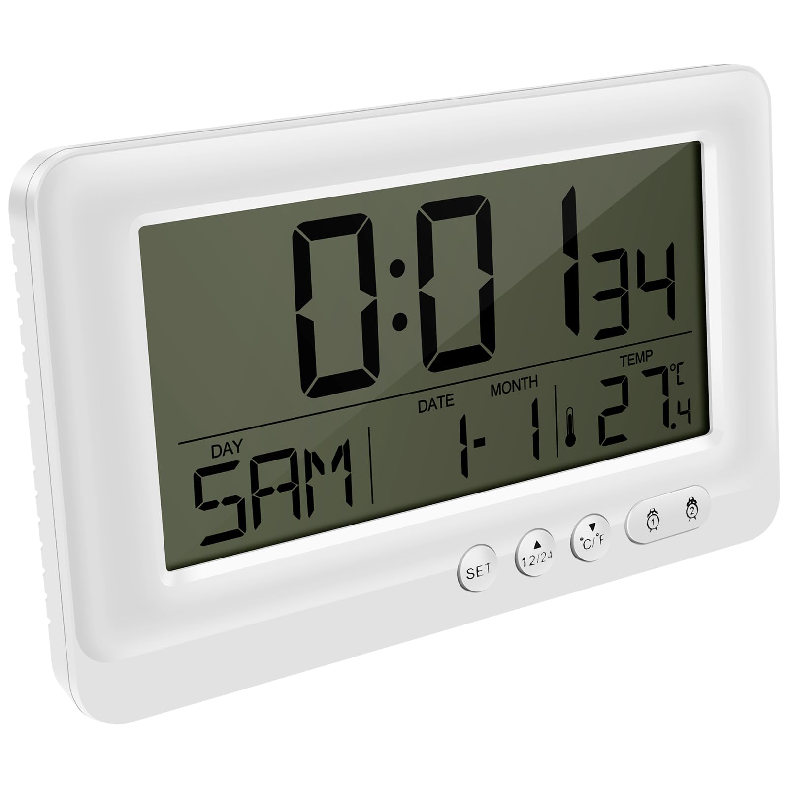 ABS Digital Alarm Clock Multi Information Display LCD Electronic Clock Large Screen Digital Timepiece Backlight for Home Office