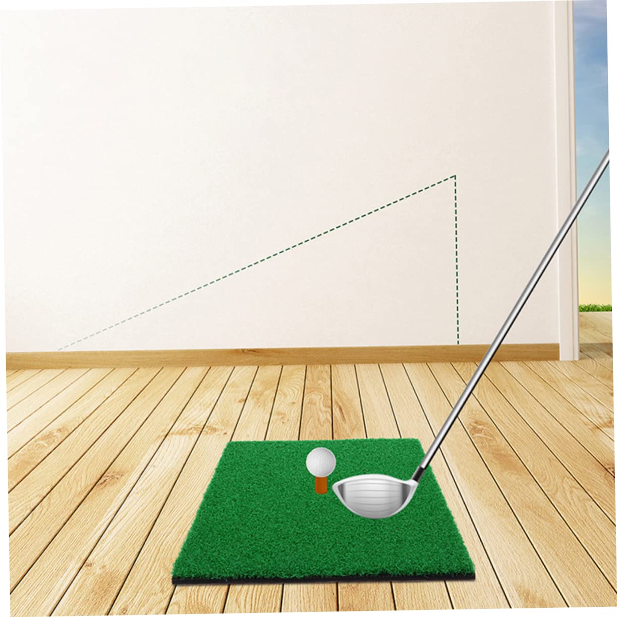 MUELODSIC 2pcs Golf Precision Swing Mat Indoor Golf Practice Pad Nylon Grass Training Mat Swing
