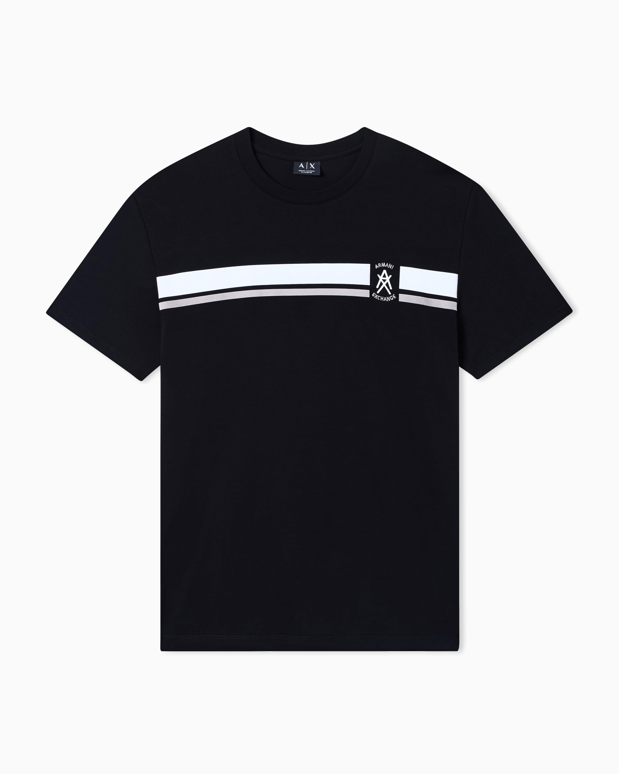 Armani Exchange One Block Up, Color Contrast Banding, Embroidered Logo Camiseta Hombre