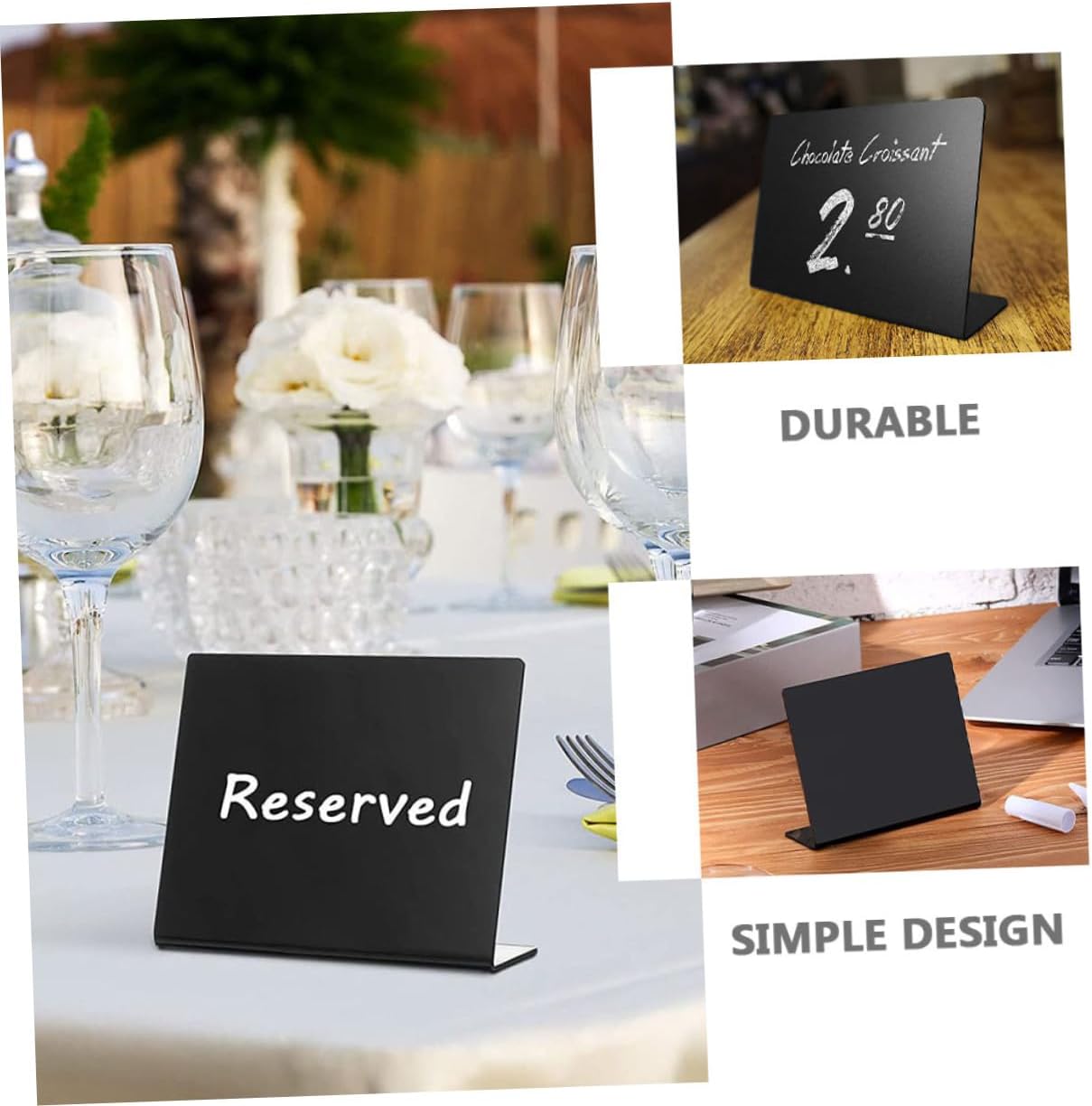 Acrylic Blackboard Sign with Pen, 12Pcs Small Desktop Message Boards for Wedding Party Decoration, Black Memo Chalkboards for Home and Counter Display