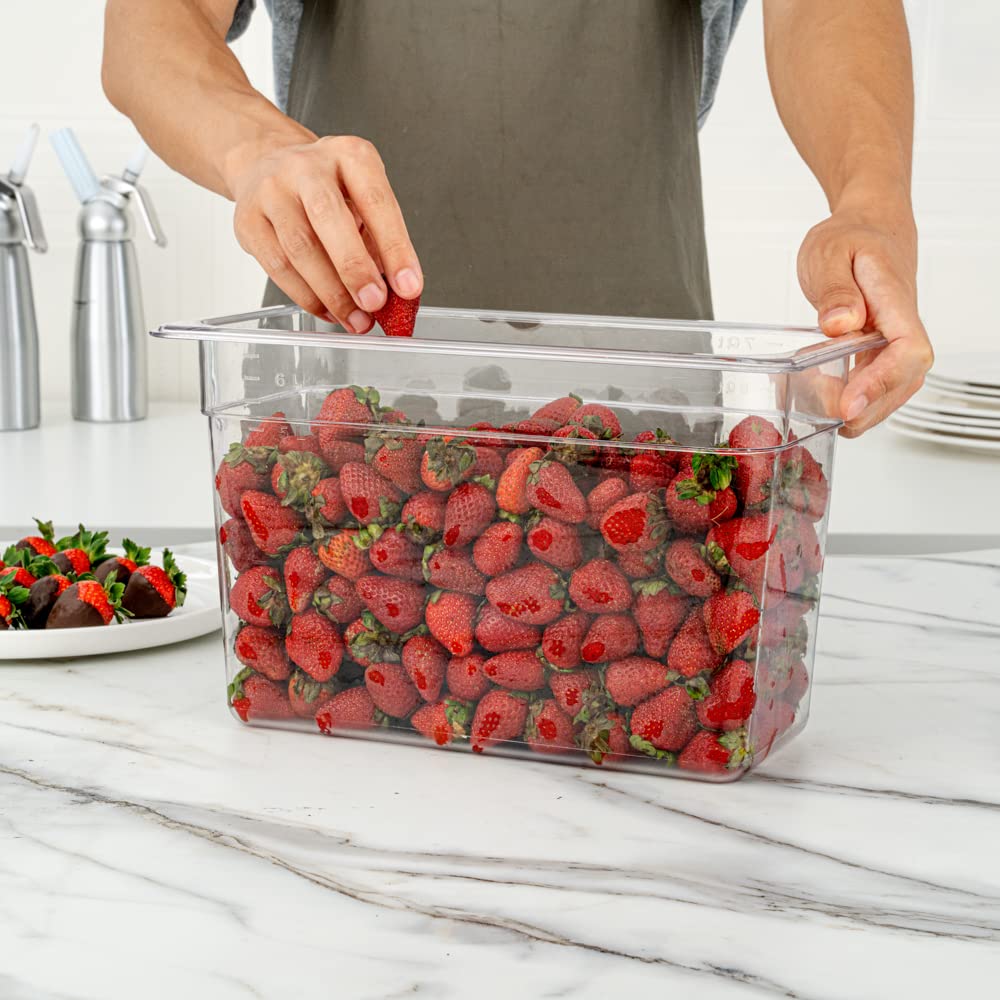 Restaurantware RWT0828 Met Lux - Contenedor de almacenamiento de alimentos fríos de tamaño 1/3, 20 cm de profundidad, caja de 10 unidades, plástico
