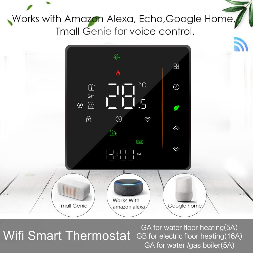 Termostato Smart Wifi Caldaia a gas/acqua Riscaldamento Termostato ambiente Telecomando Regolatore di temperatura programmabile digitale Umidità Tuya Funziona con Amazon Alexa Google Home 95~240VAC