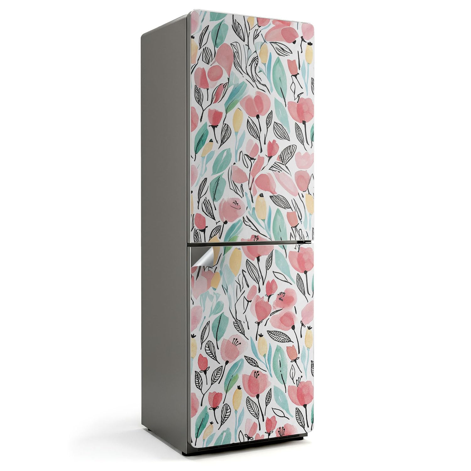 Pegatinas de nevera con diseño elegante floral para cocinas de estilo moderno