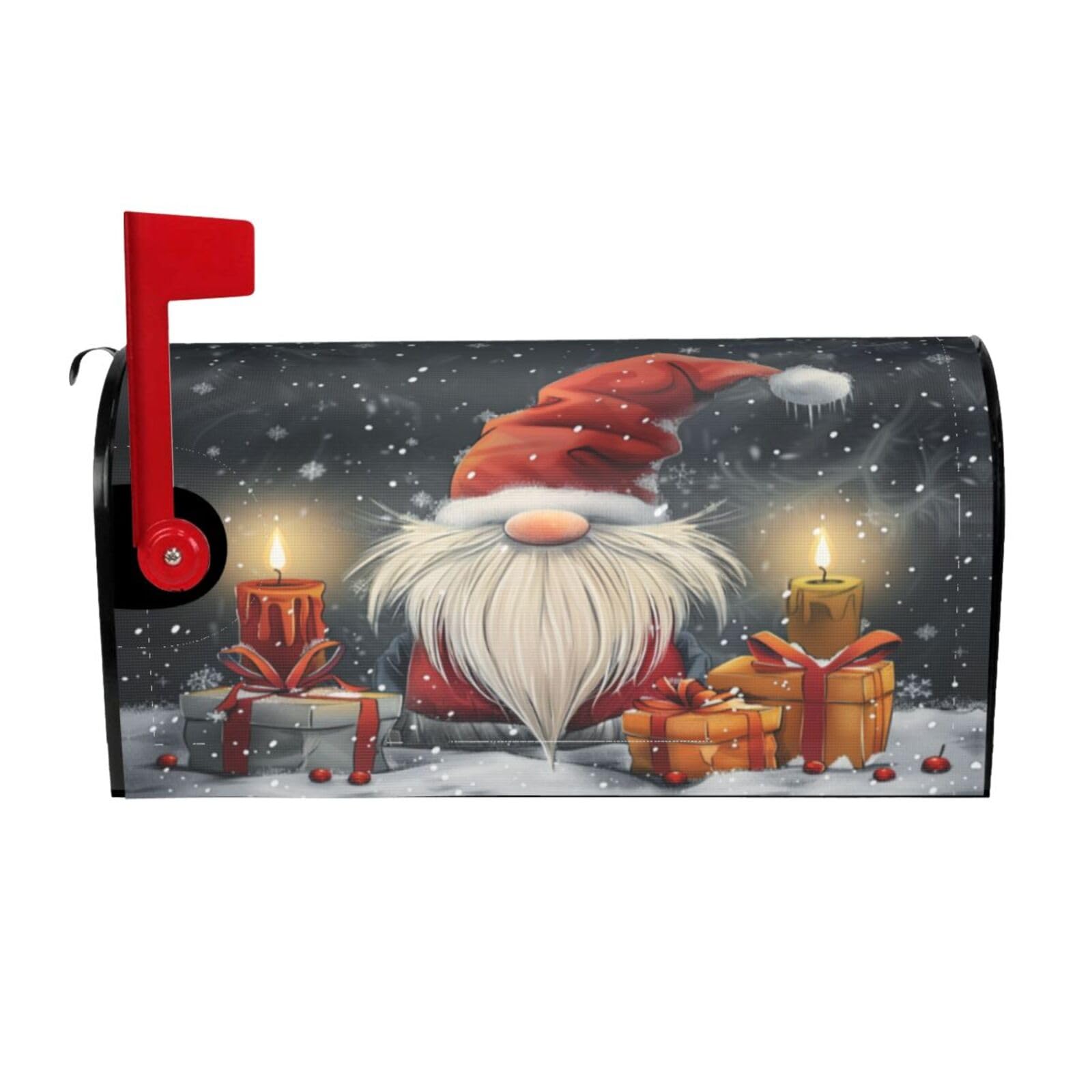 Gifts Gnome Candle Christmas Magnetic Mailbox Covers, Mail Wraps Garden Yard Home Decor for Outdoor Standard Size 21x18 in