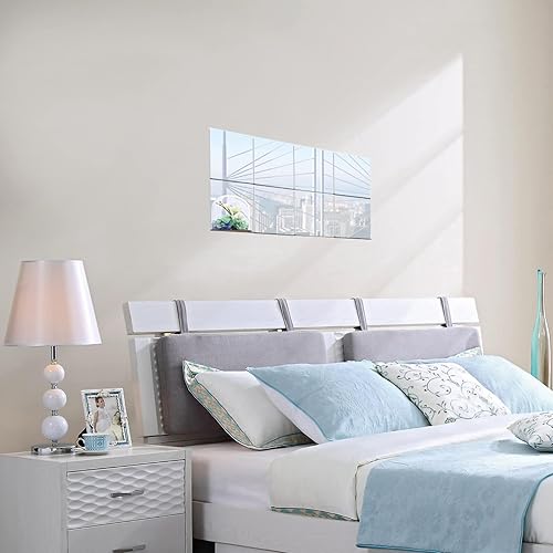 Miniatura 6 de Hojas de espejo flexibles, 25 piezas de azulejos de espejo de plástico autoadhesivos, decoración de espejo cuadrado, calcomanías de pared para el