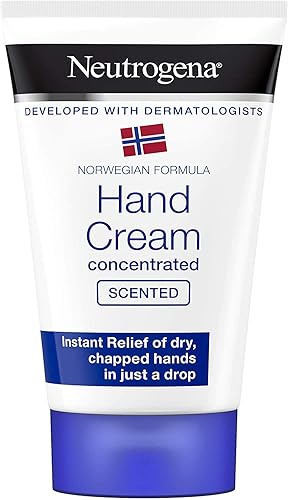 Neutrogena Crema de manos de fórmula noruega concentrada perfumada, formulada con glicerina para un alivio seco e instantáneo de manos secas,