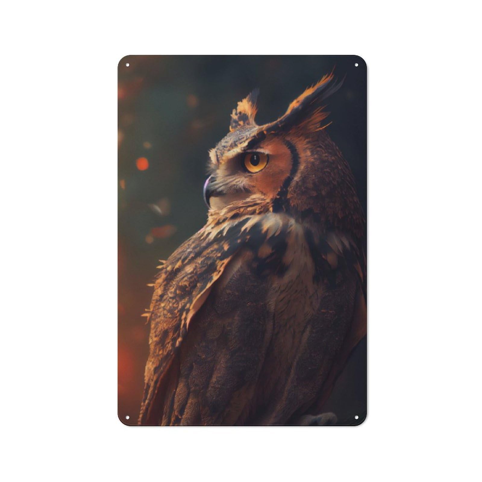 Junmoney Mystic Owl Gaze Printed Metal Sign 30X20cm For Café Or Restaurant, New-Space Wall Decor For Café Owners And Decorators
