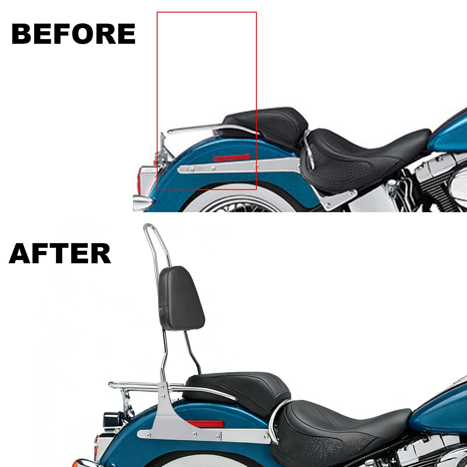 Dossier de moto Softail Fat Bob Sissy Bar compatible avec Harley Davidson Heritage Softail FXSTC FLSTC Springer FLSTS Fat Boy EFI FLSTF 76,2 cm de haut dossier arrière passager amovible