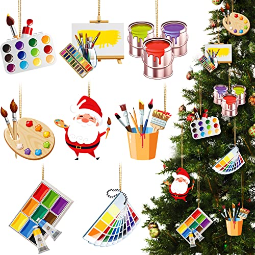 32 Pieces Painting Palette Christmas Ornaments Painting Brush Ornaments For Christmas Tree Acrylic Artist Ornament Xmas Home Decorative Hanging Ornaments For Party Decorations, 1.97 Inch #TOP13