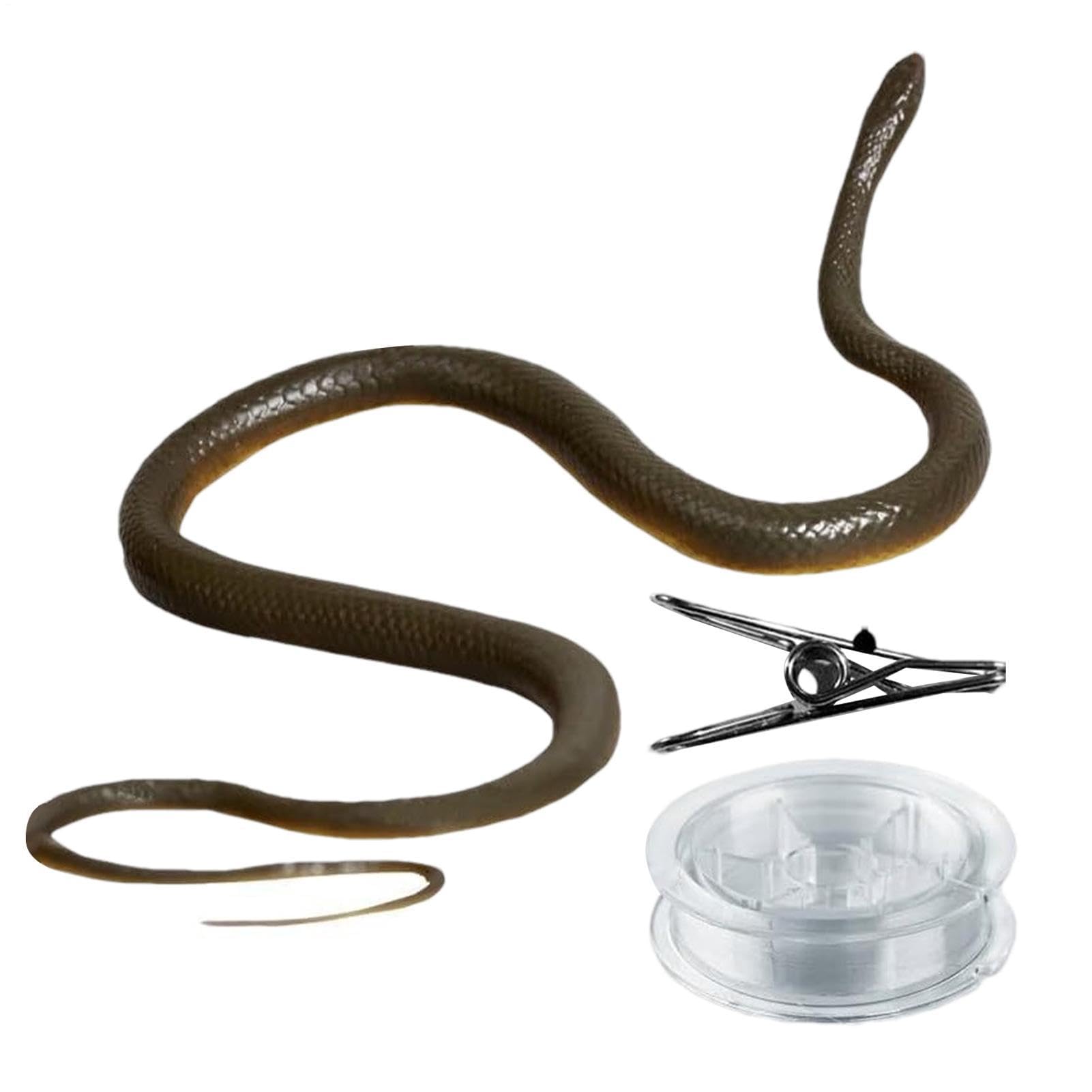 String Clip Snake - Fake Realistic Snake | Laughter Toy for Golf Course, Hidden Surprise Gag, Rubber Reptile On A Line, Funny Trick, Office Humor, Outdoor Practical Joke