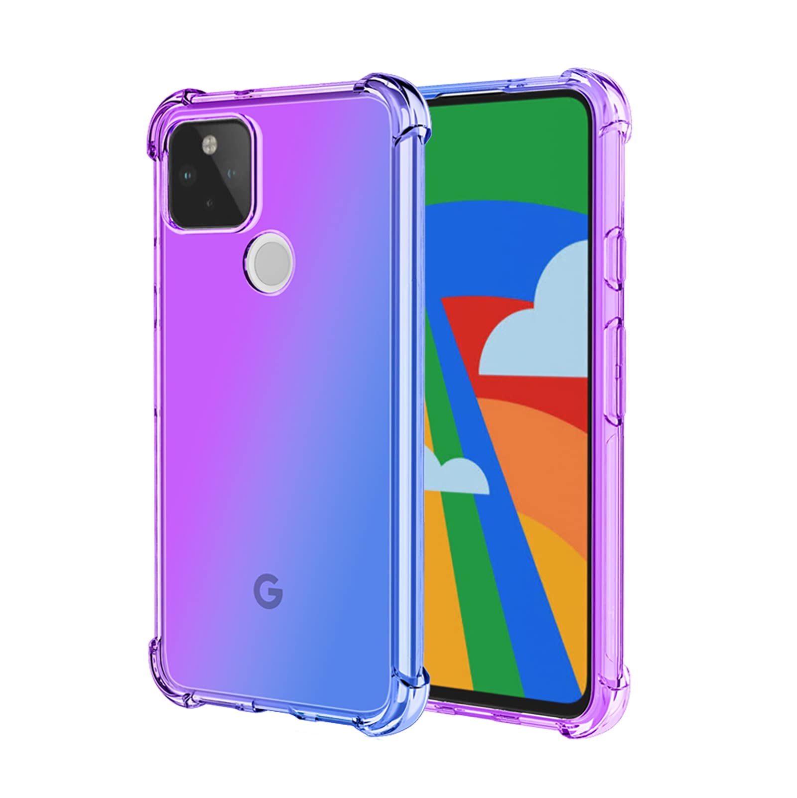 for Pixel 4A 5G Case Pixel XL Case Clear Cute Gradient Colorful Slim Soft  TPU Shockproof Bumper Anti-Scratch Protective Phone Cover for Google Pixel
