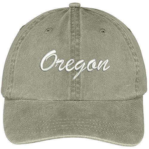 Trendy Apparel Shop Oregon State Embroidered Low Profile Adjustable Cotton Cap - Khaki