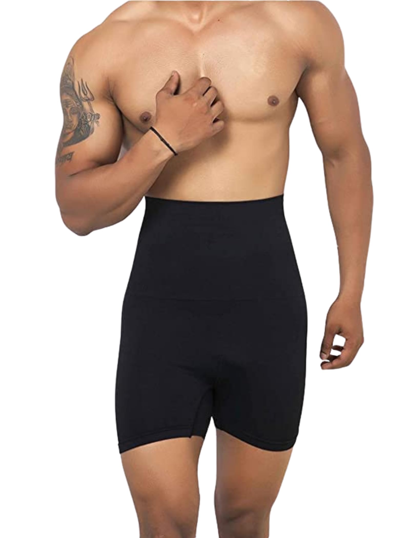 KROYWEN Mens Seamless Tummy Tucker Waist Cincher Thigh Slimming Body Shapewear Belly Girdle Boxer Briefs Black-image-32