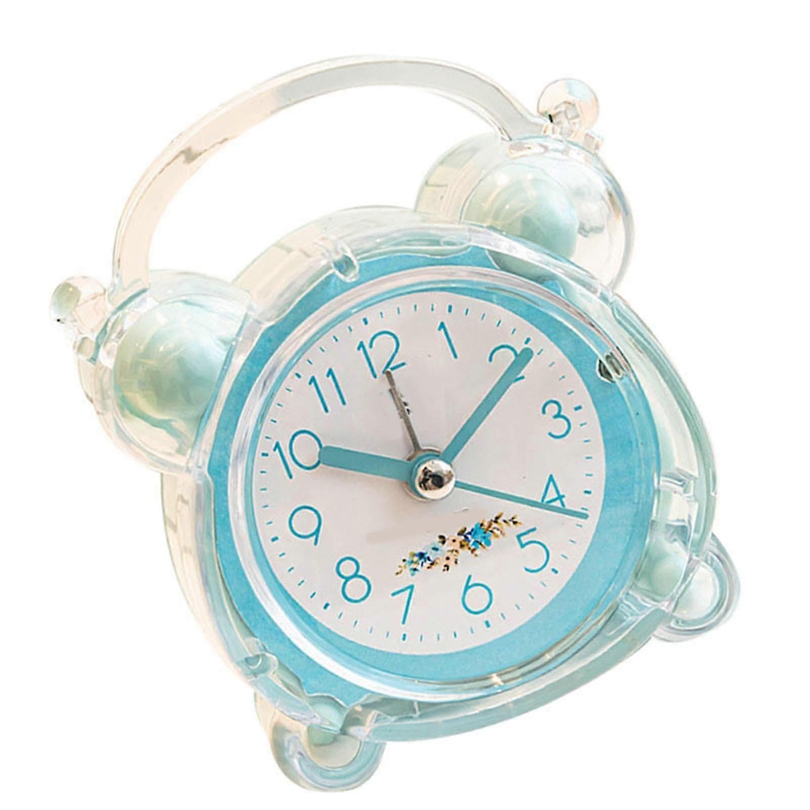 JOYHAPPST Kids Alarm Clock Quiet Design Cartoon Design Easy Setting Strong ABS Double Bell Clock compatible Bedroom Table Blue_