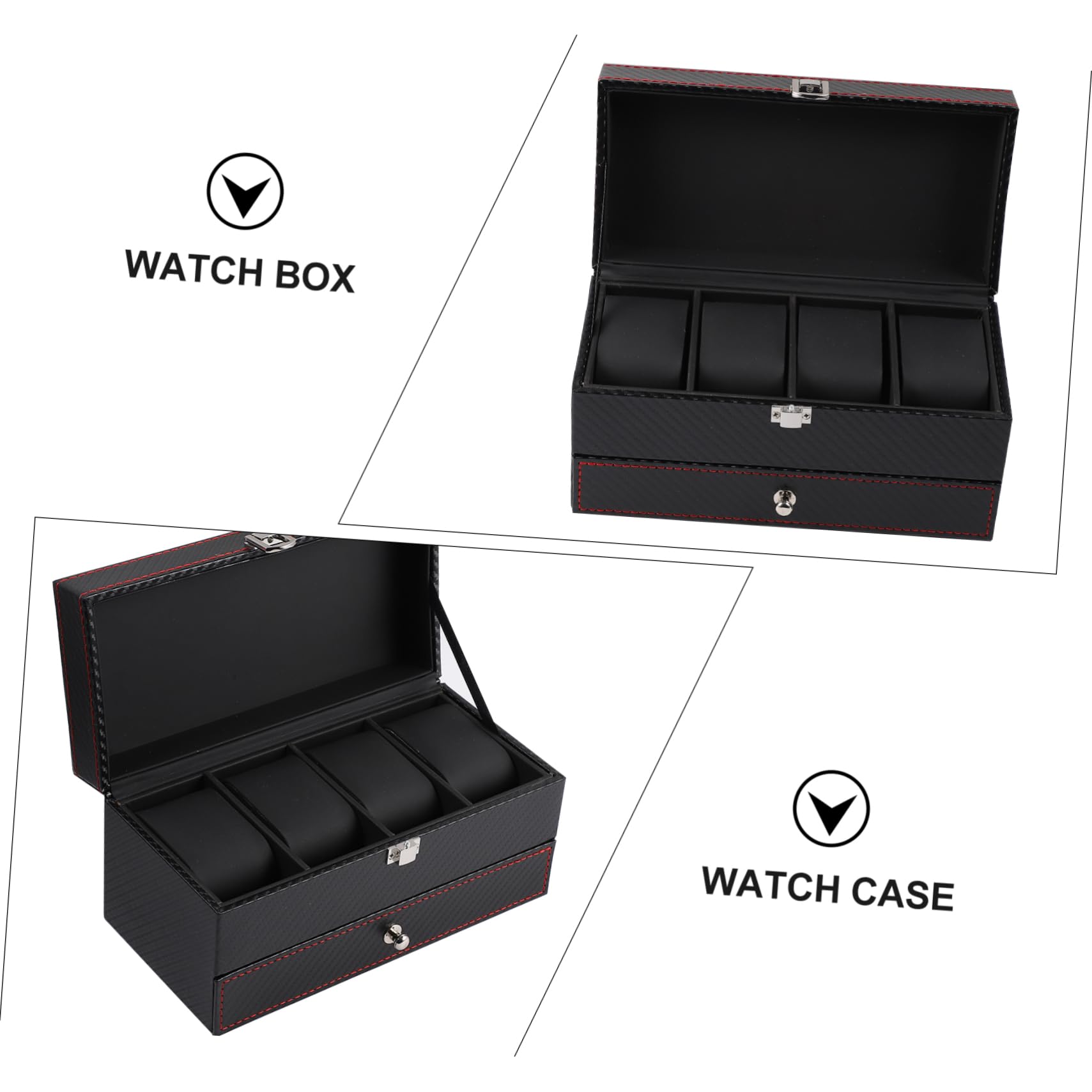 Boîte à Montre en Cuir Noir, Coffret de Rangement pour Bracelet
