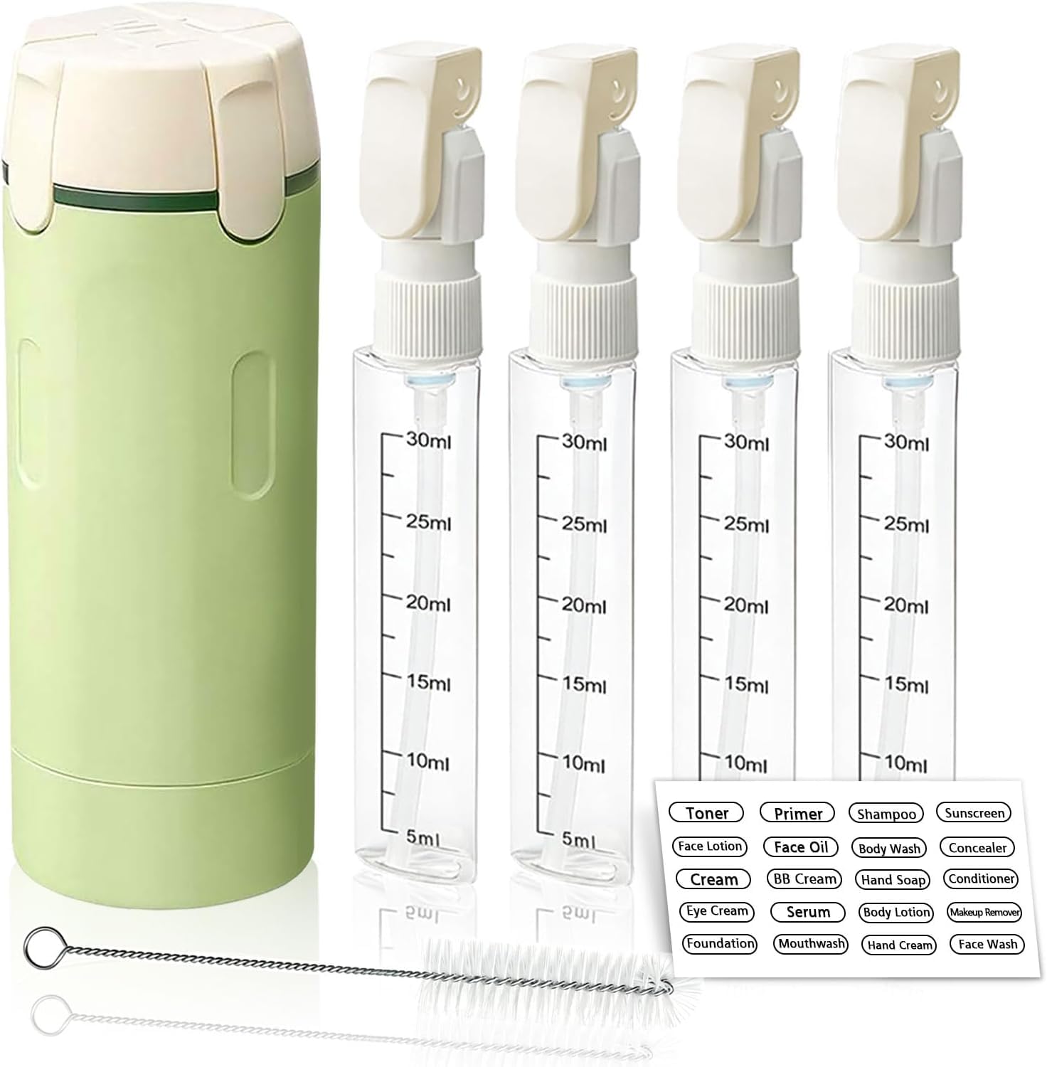Travel Bottles Set for Toiletries, 4 x 30ml Refillable Spray Bottles with Storage Case, Leakproof Travel Containers for Shampoo, Lotion, Toner, Perfume, Sanitizer (Green)-picture-22