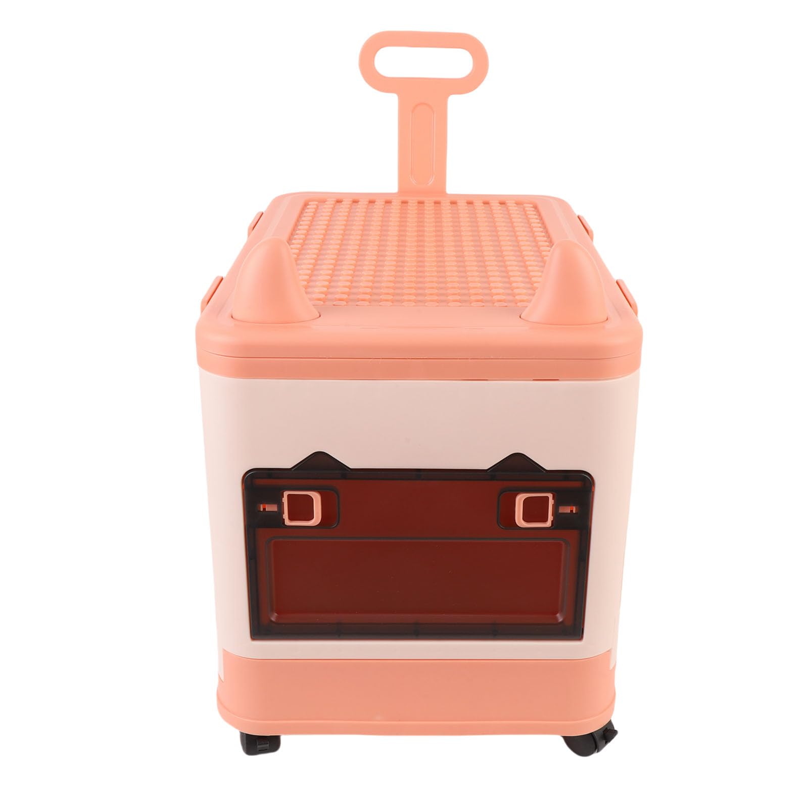 Fdit Caja de Almacenamiento de Juguetes con Tapa de Bloque de Construcción con Asa y Ruedas para Facilitar la Movilidad, Cofre de Juguete Divertido para Organización de Habitación de Niños (naranja