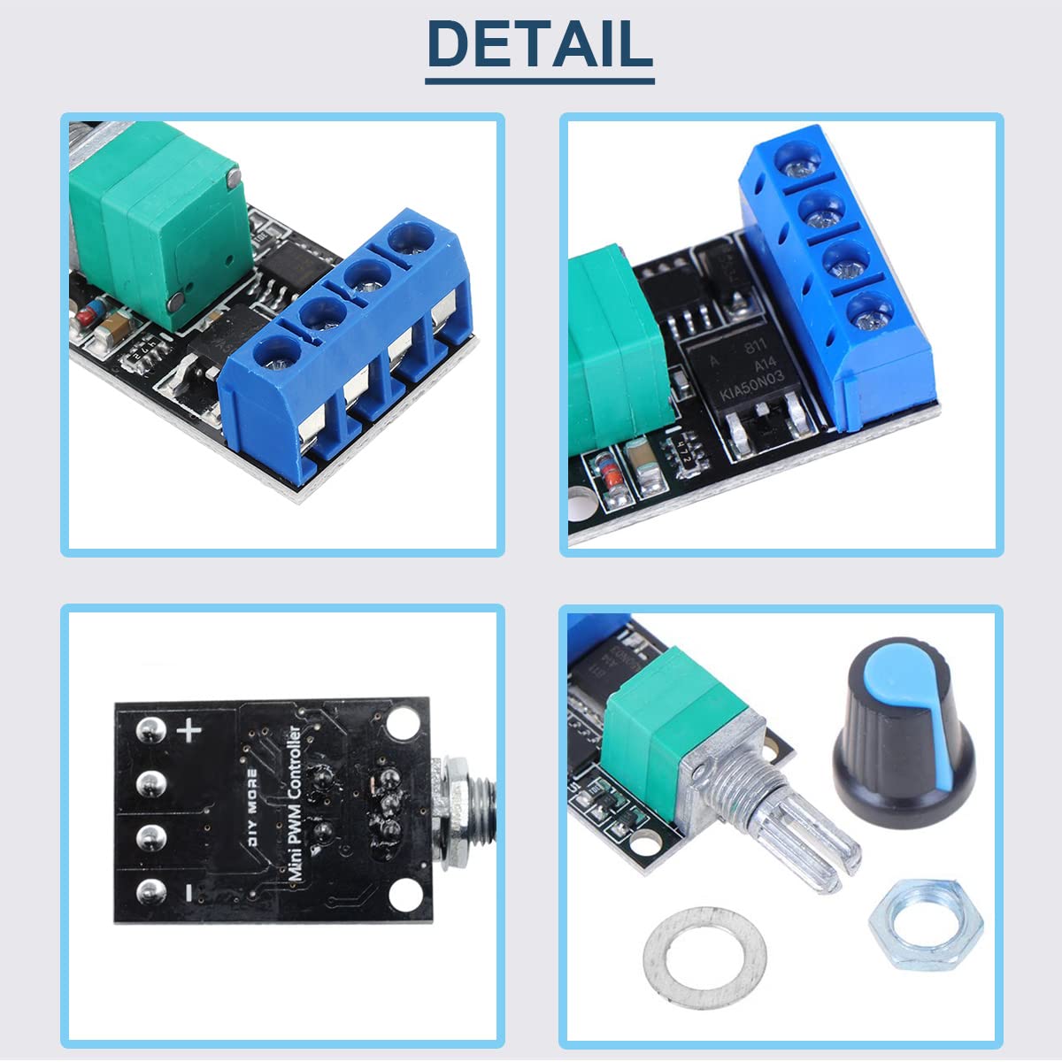 2PCS Mini modulo regolatore di velocità PWM DC Motor Governor 5V-16V 12V Interruttore di controllo della velocità 10A Funzione interruttore Dimmer LED con cavo 24AWG