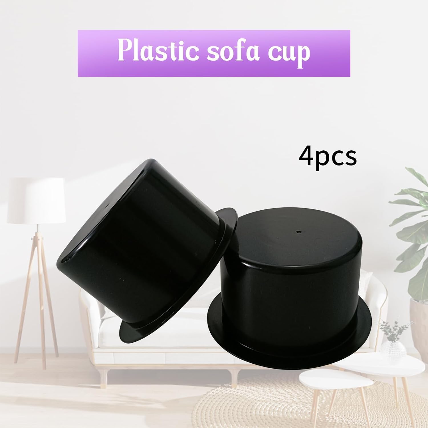 RUIAN Couch Cup Holder Replacement - 4 Pack Black Drop in Cup Holder Inserts, 4.33 Inch Outer Size, 3.34 Inch Inner Diameter, Fits Sofa Recliner Boat RV Table Openings