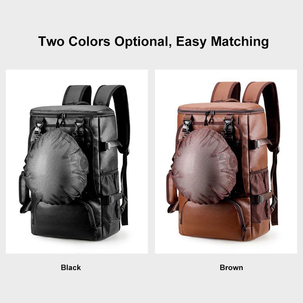 flexman Sac à Dos de Skateboard, Sac Commercial de Voyage en Fitness à Plusieurs Usages avec Plusieurs Poches, 40L de Grande Capacité PU Leather Fashion Ordinateur Portable