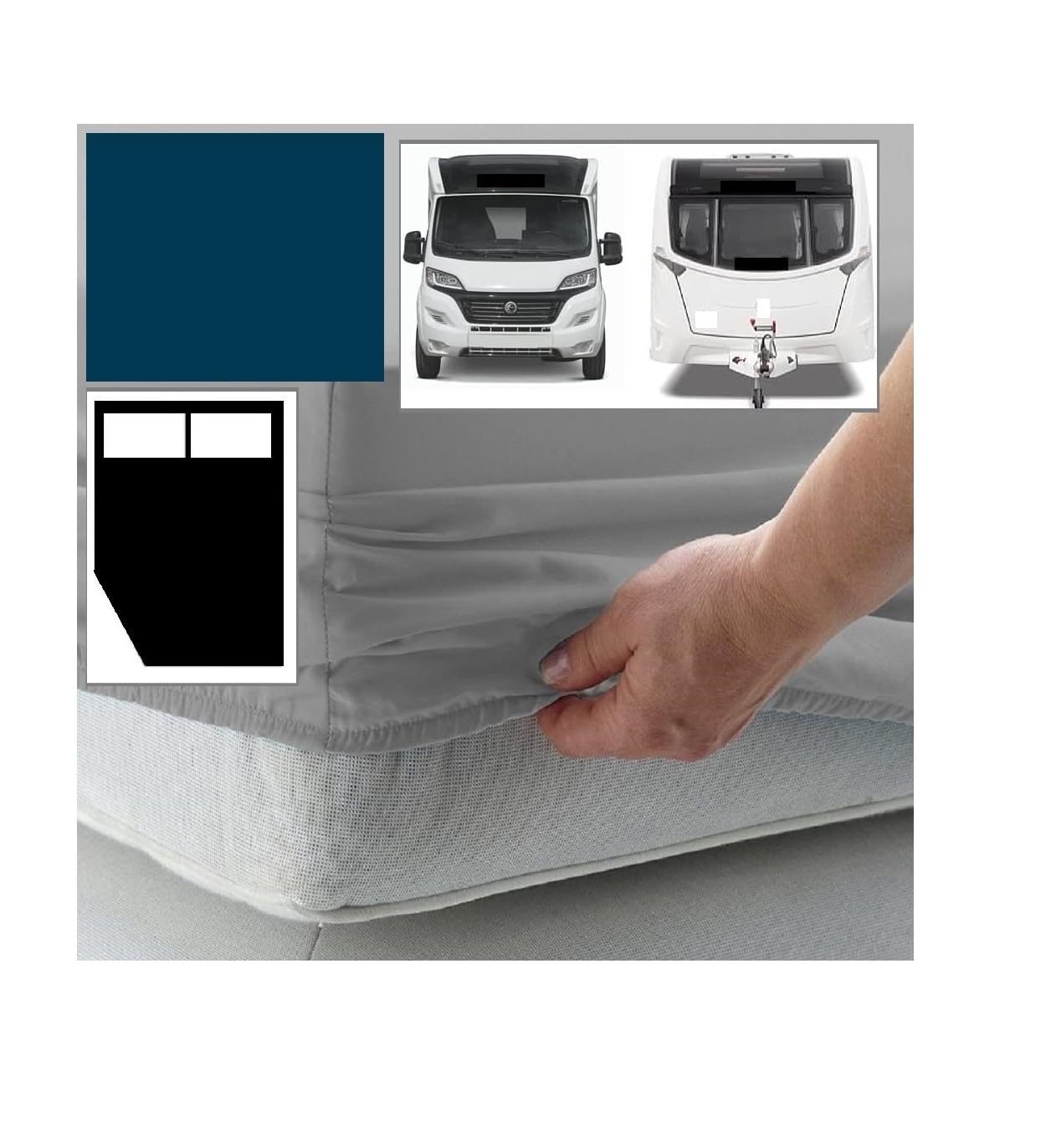 Bedtime Comforts Ltd Navy Caravan Or Motor Home ""Corner Cut Off"" Fitted Sheet - 300 Thread Count Percale Material - Hand Made To Order - 10"" (26Cm) (, Left Hand Cut Off)