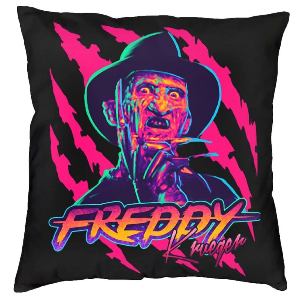 The Beach Stop Freddy Krueger Halloween Horror Movie Scary Cushion Cover | Unique Home Decor Inspo Gift Idea | 45x45cm 18x18” | Freddy Pink