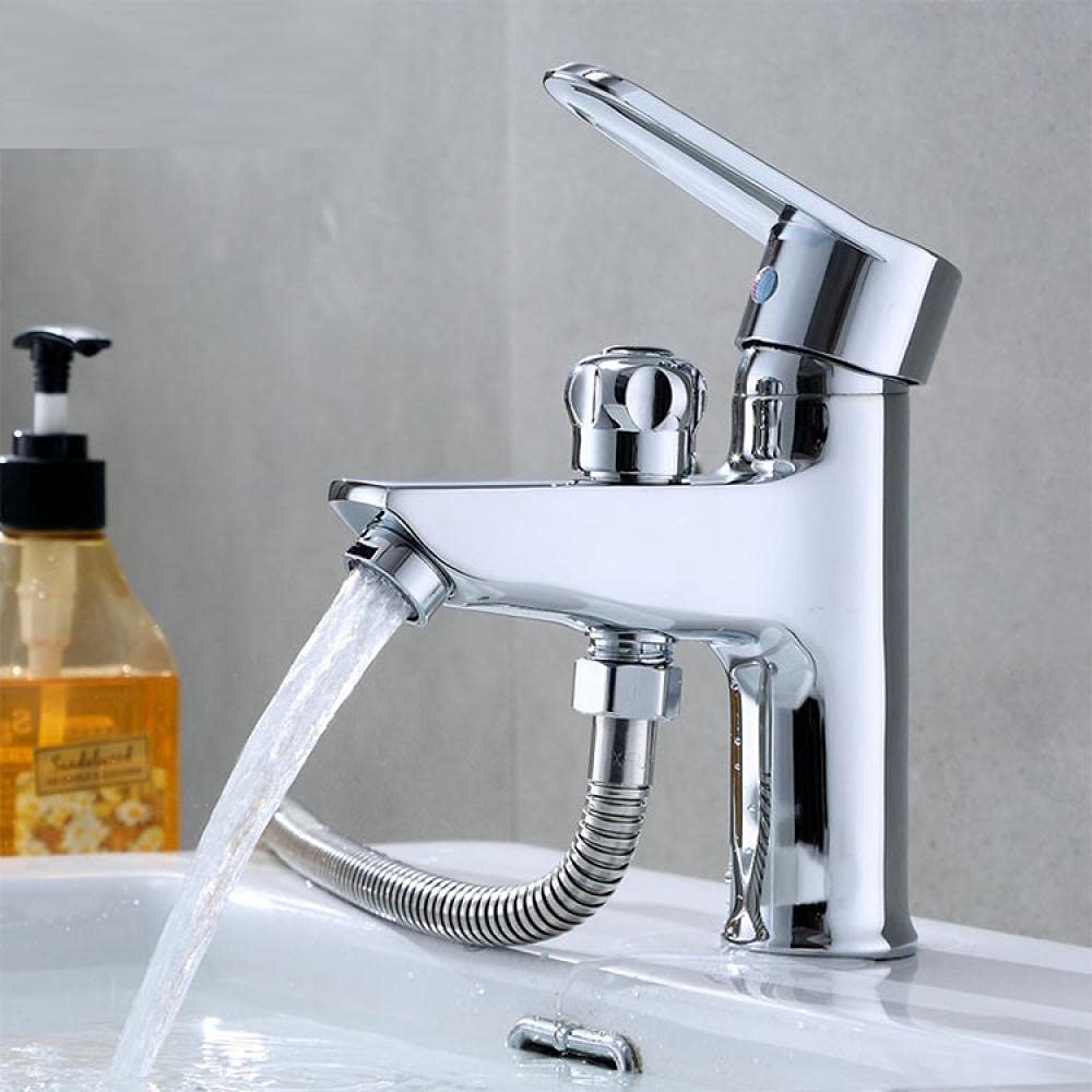 Robinet De Salle De Bain Brosse Salle De Bains Matériaux De Construction Quincaillerie Lavabo Monotrou Cuivre Bouton À Double Usage Douche Externe Robinet Lavabo Chaud Et Froid Noir