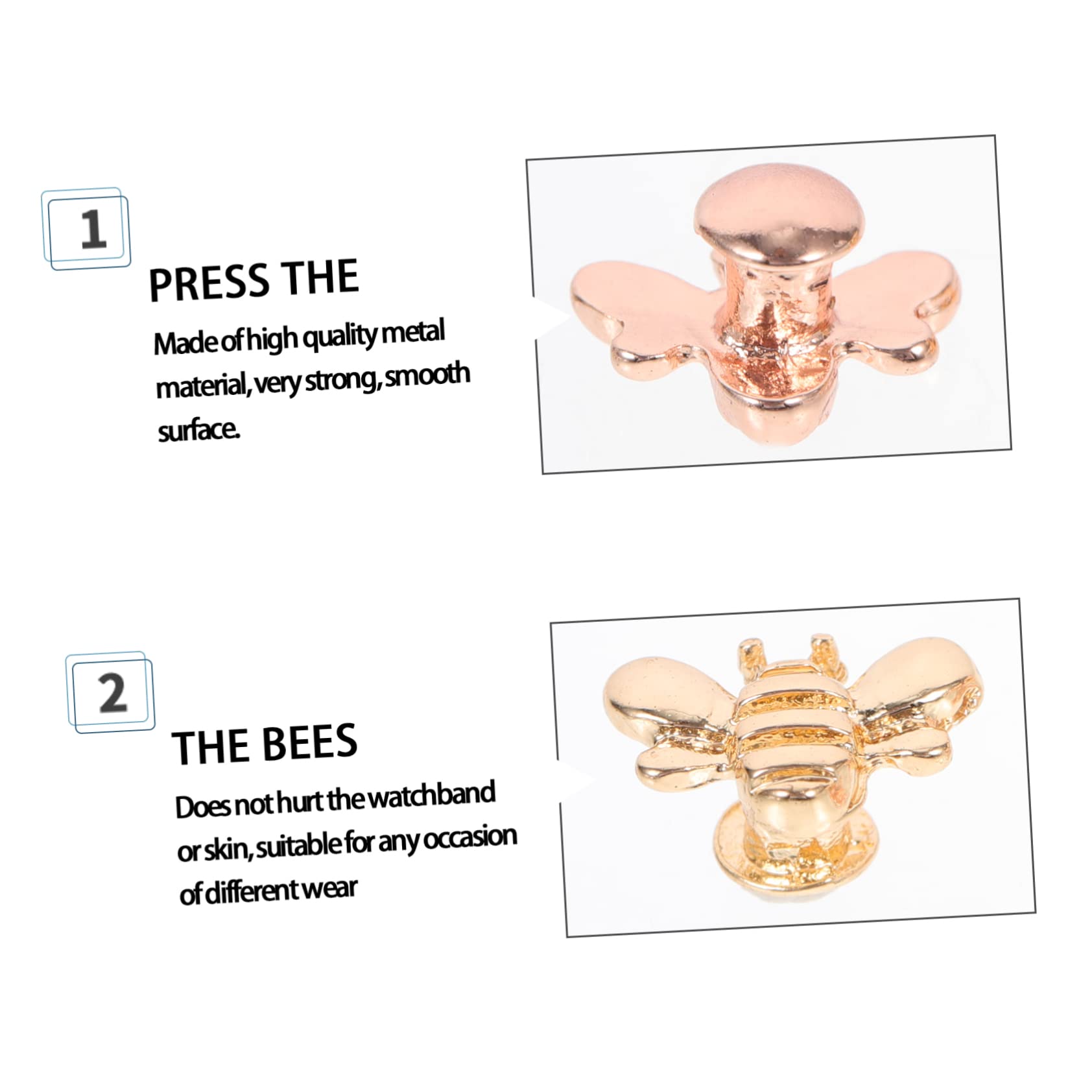 Abaodam 24piezas Para Correas De Reloj Decoración De Abalorios Forma De Abeja Accesorios Para Pulseras De Smartwatch De Doradas Plateadas