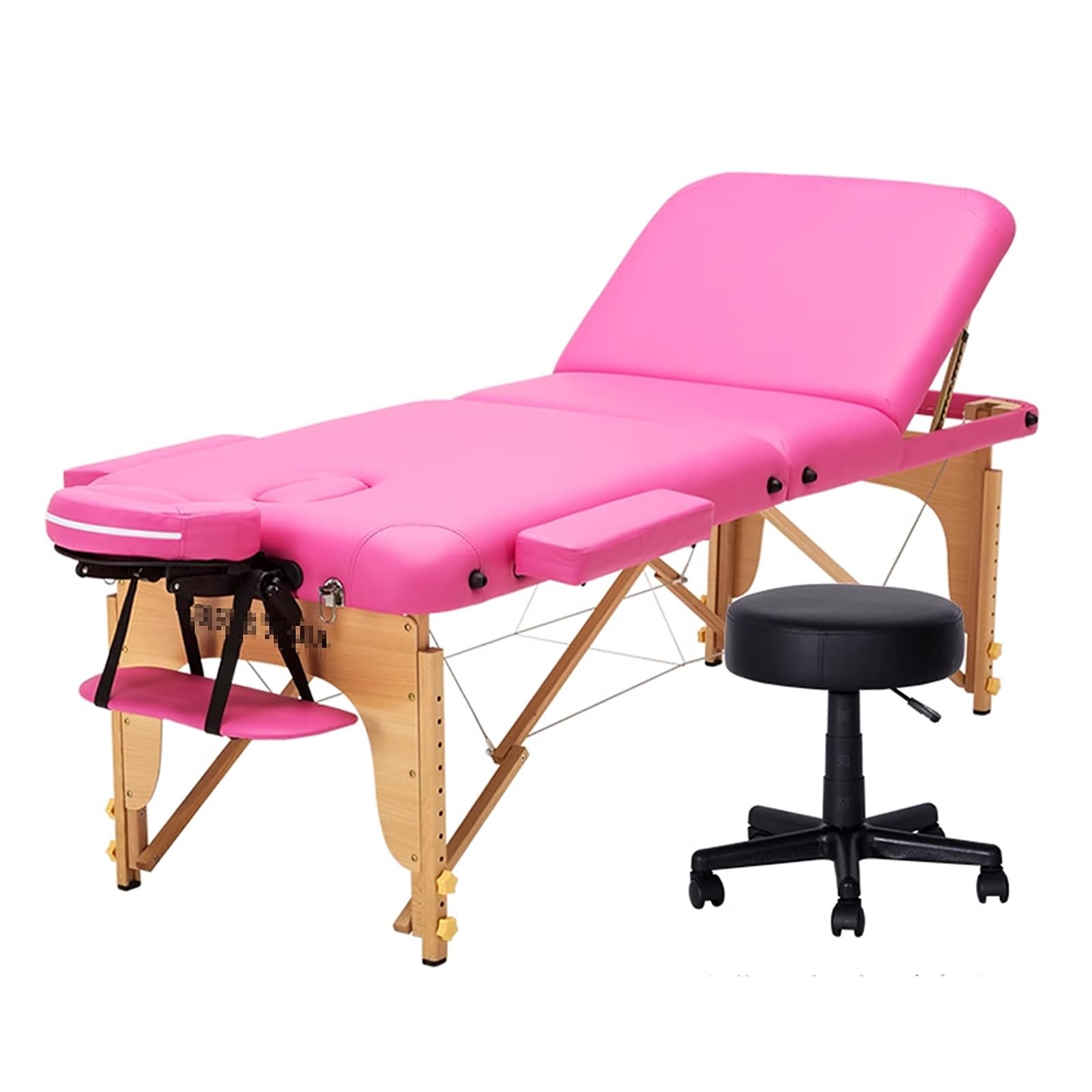 Lettino per Massaggio Portatile Professionale Schienale Regolabile Senza Installazione Lettino Estetista Letto Terapeutico Sollevabile in Pelle con Sgabello e Altri Accessori(Purple)