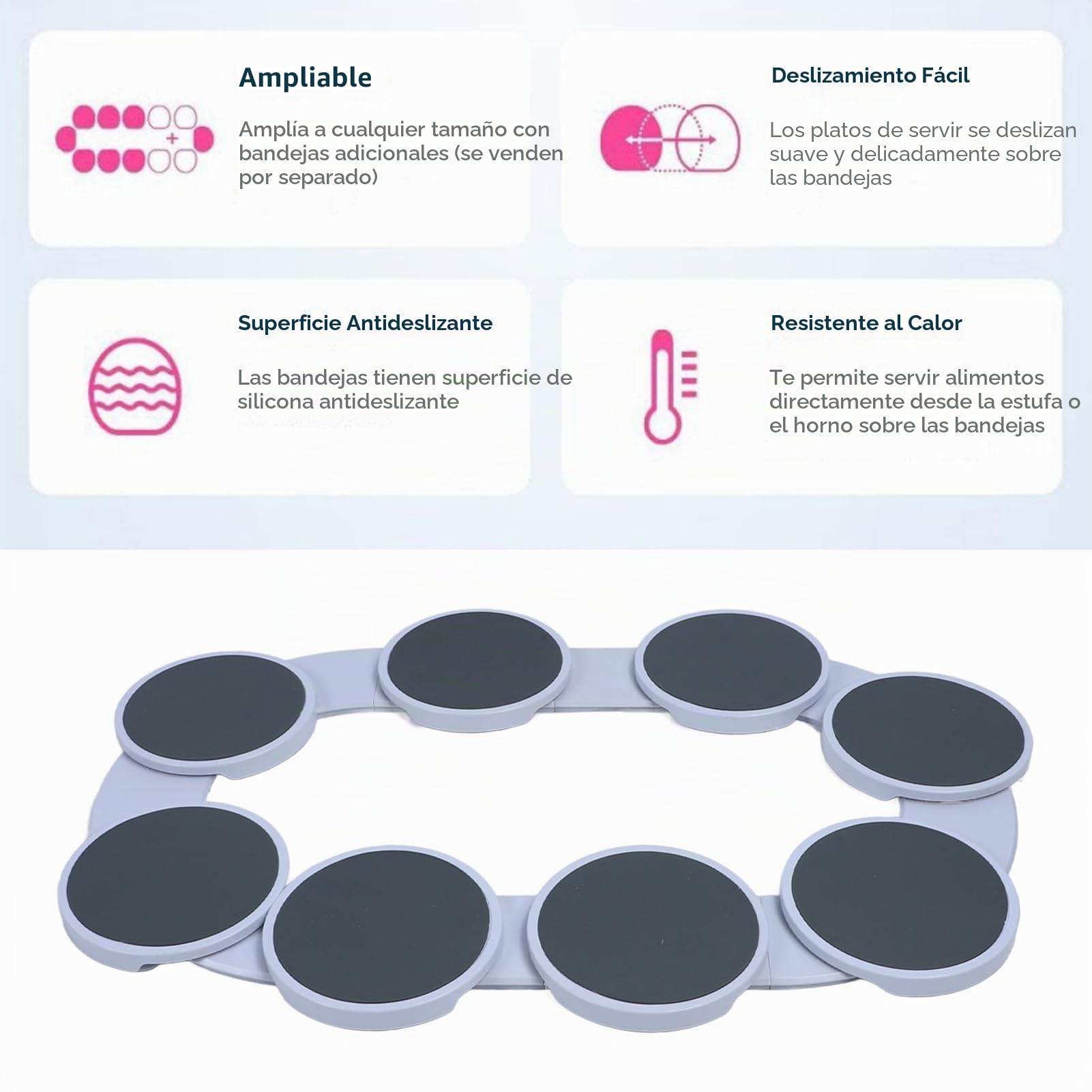 Giratorio Lazy Susan, Giratorio para Fiestas con Rotación de 360°, Resistente Al Calor, Reutilizable, Giratorio, Bandeja Organizadora de Alimentos, Lazy Susan