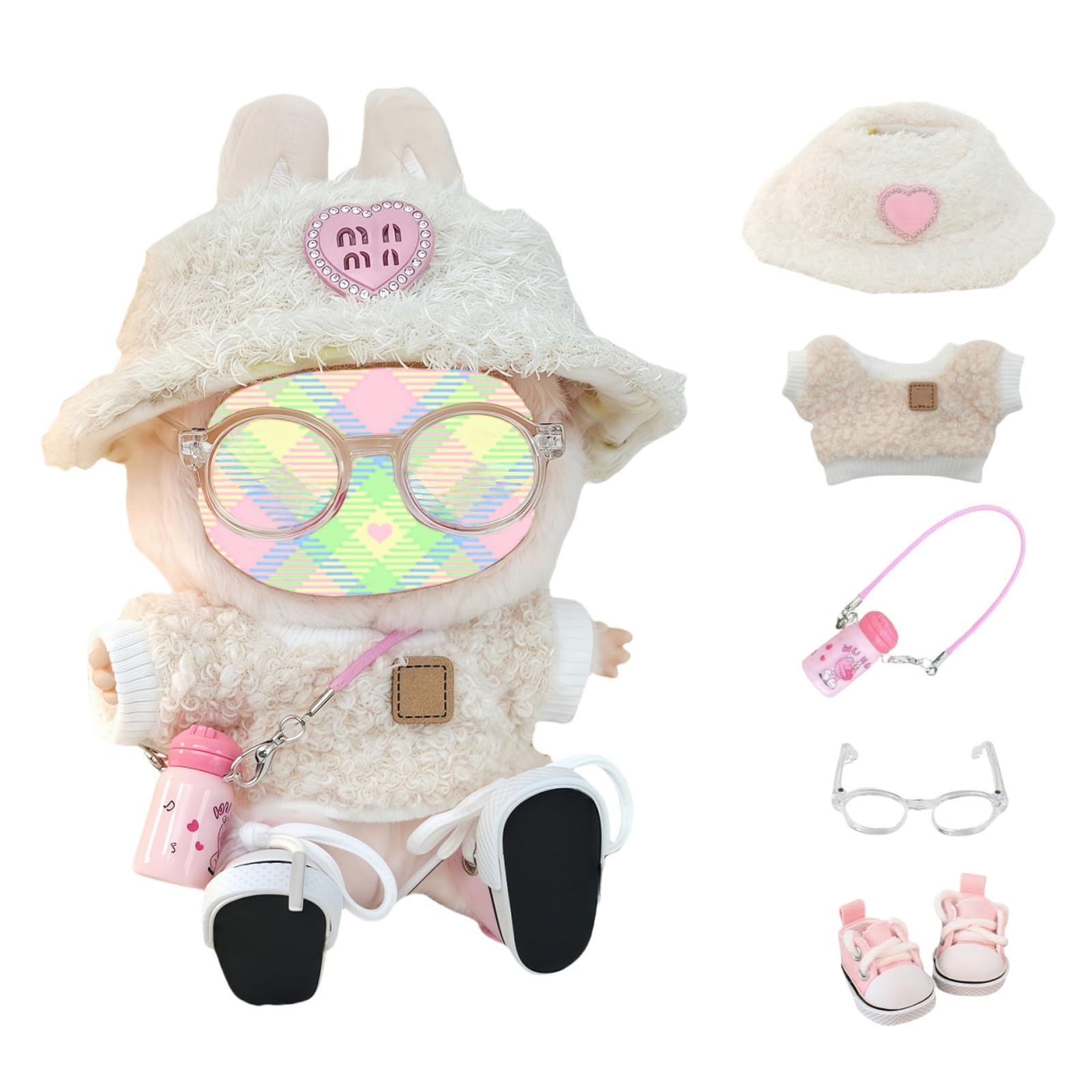 Clothes Set for Lu bubu 17cm Dolls Accessoriess (No Doll), Cute Kawaii Outfit Set 5 Pieces for 17cm Dolls, Dress Up Dolls Clothing Set Replacement