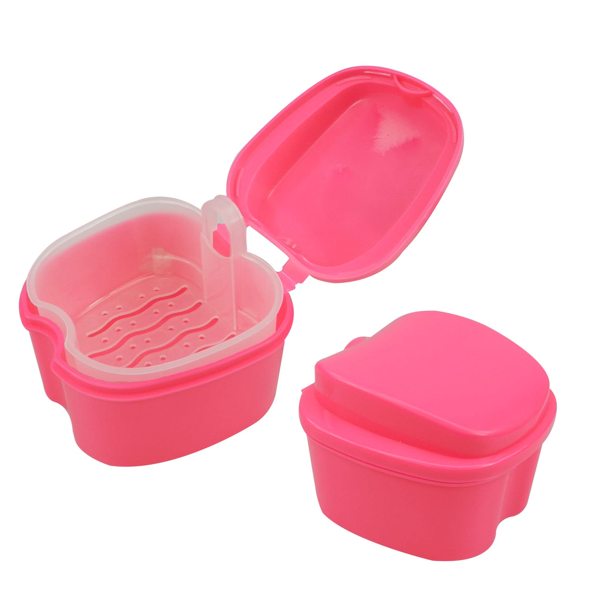 Dentosmile Denture Box in Pink Color - Dental Orthodontic Retainer Case | Teeth Storage Box, Denture Storage Case Fake Tooth Holder with Strainer (2) 4