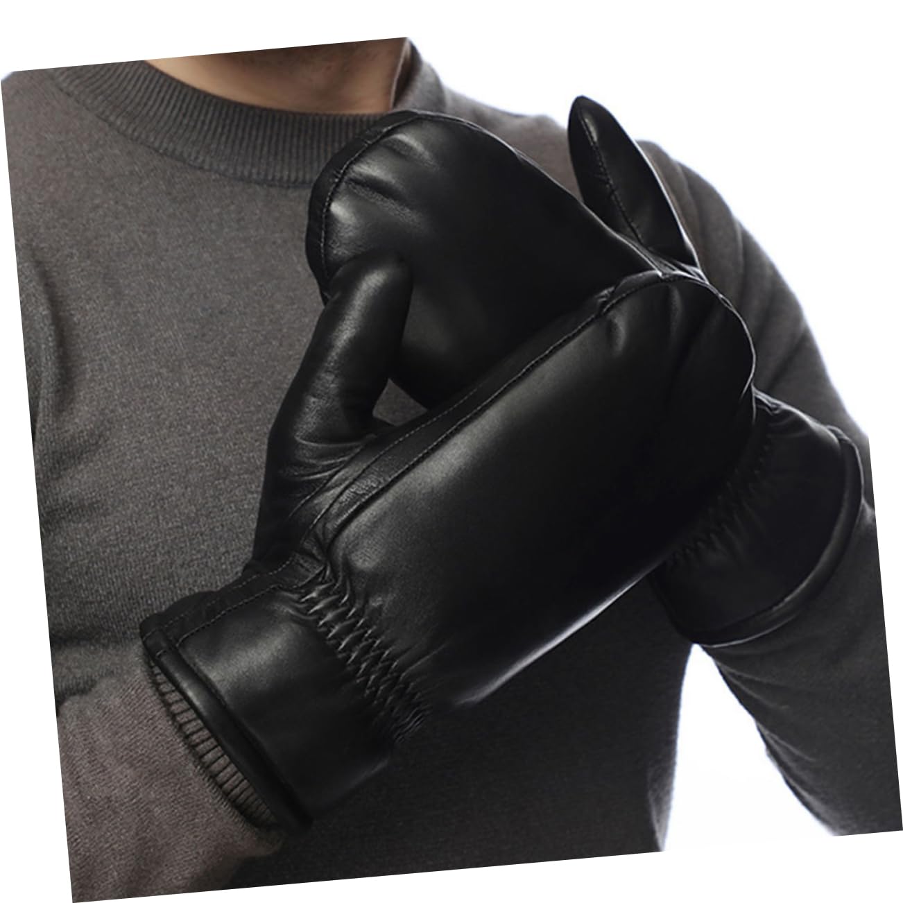 Healvian Mitones De Cuero Para Hombre Guantes Térmicos Diseño Sin Dedos Para Climas Fríos y Actividades Múltiples