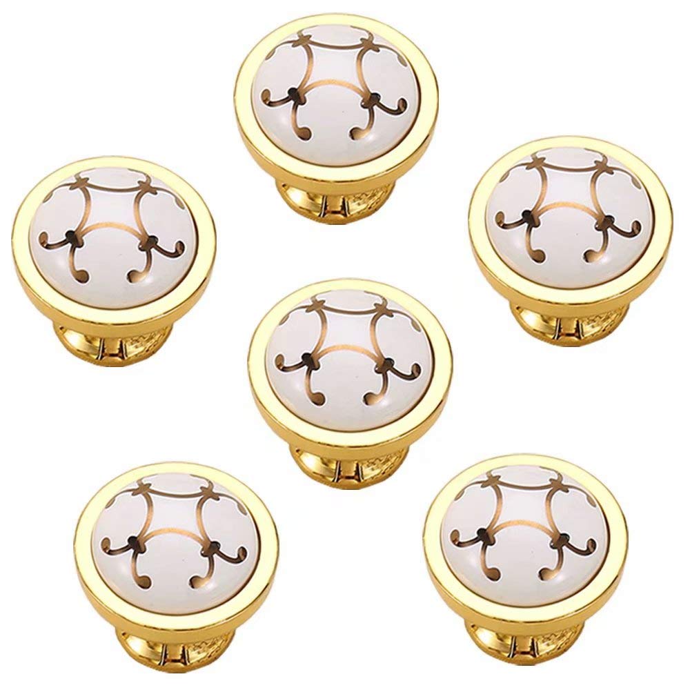 Set di 6 pomelli per mobili da Cucina in Stile Europeo, armadietti per cassetti, Maniglie e pomelli Classici Vintage per cassettiera Stile Dorato CC 76 mm (Foro Singolo)